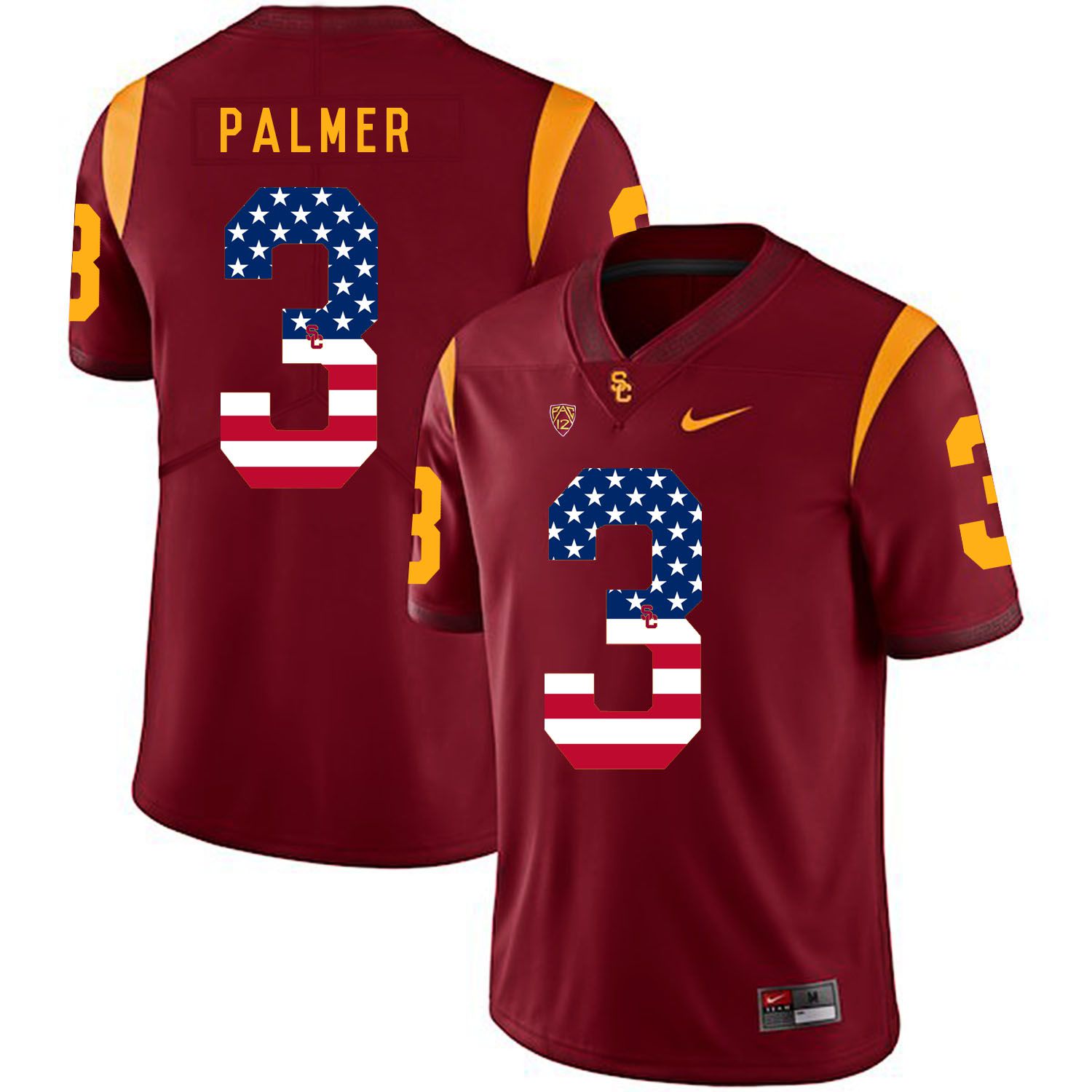 Men USC Trojans #3 Palmer Red Flag Customized NCAA Jerseys